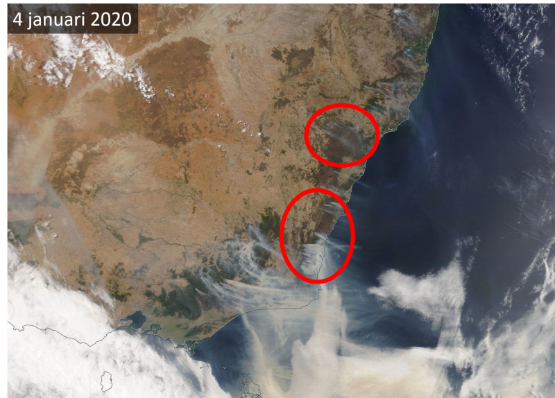 Bosbranden Australië: satellietbeelden tonen droogte en verwoesting