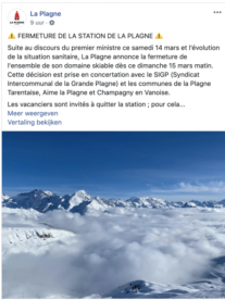 Franse skigebieden sluiten vanaf vandaag op vraag van de overheid!